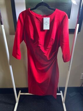 Diva XXXL. Red Draped Midi Dress